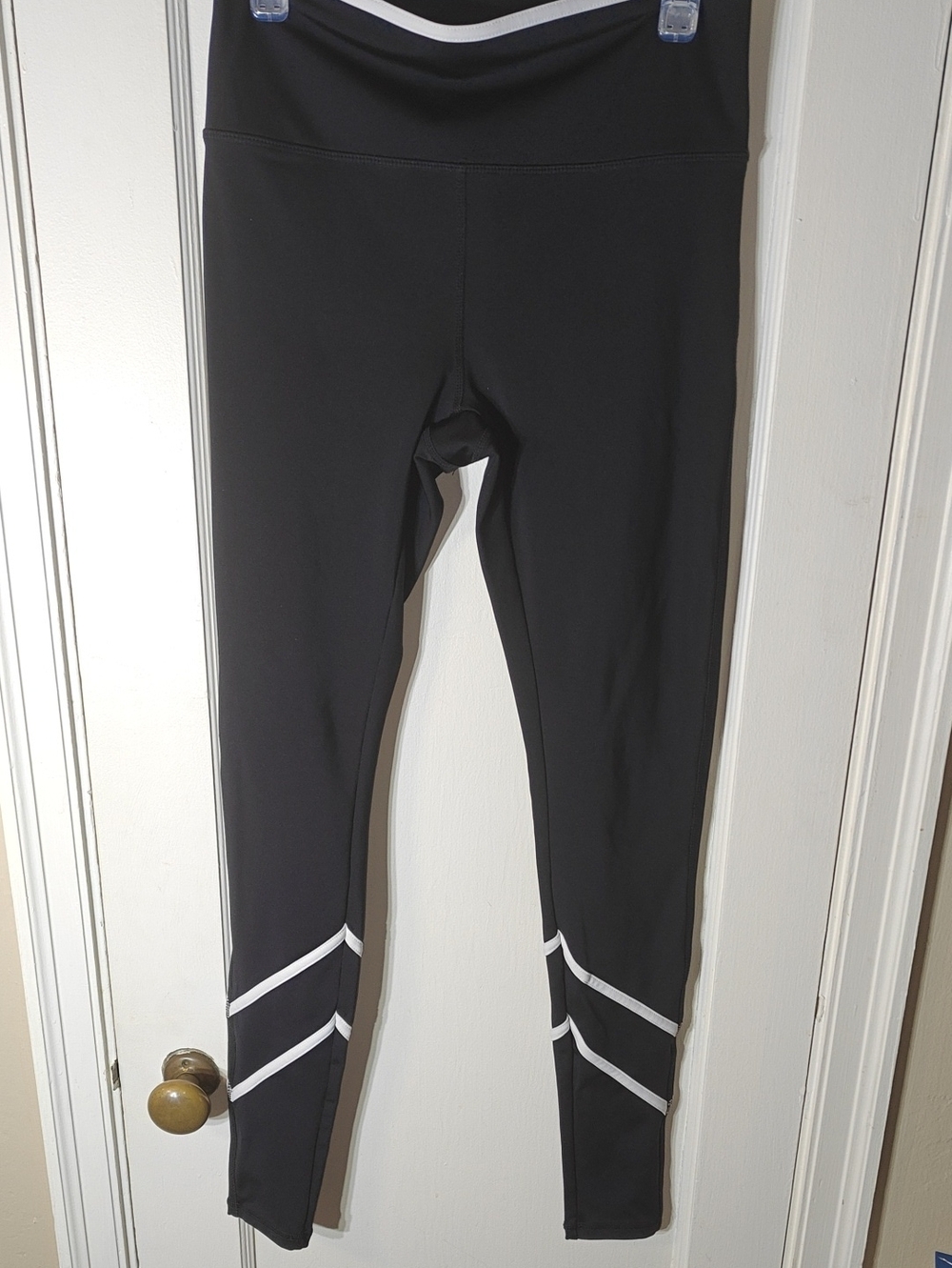 ANTONIO MELANI Black Leggings with White Chevron Detail